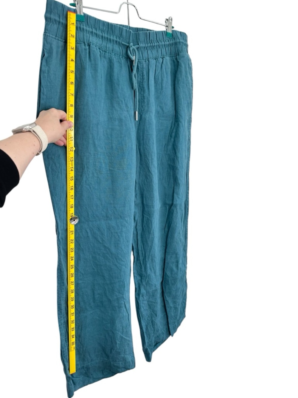Quince 100% European Linen Wide Leg Pant Mineral Blue Teal XL Drawstring Coastal - Picture 11 of 12